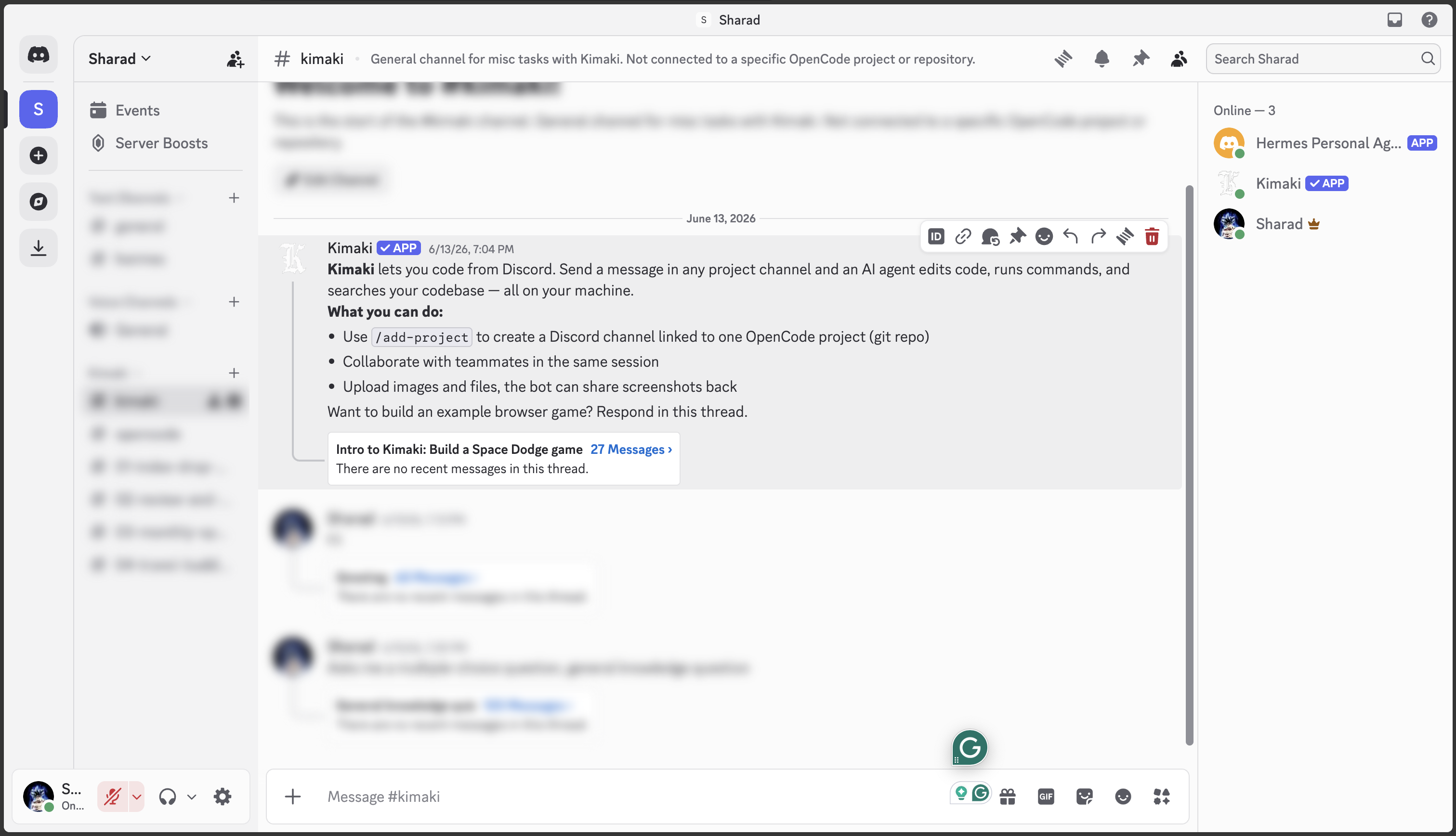 Discord with sensitive messages blurred by Selective Blur